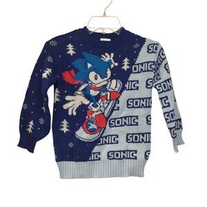 Sonic the Hedgehog Holiday Sweater Size XS Trees Blue Red